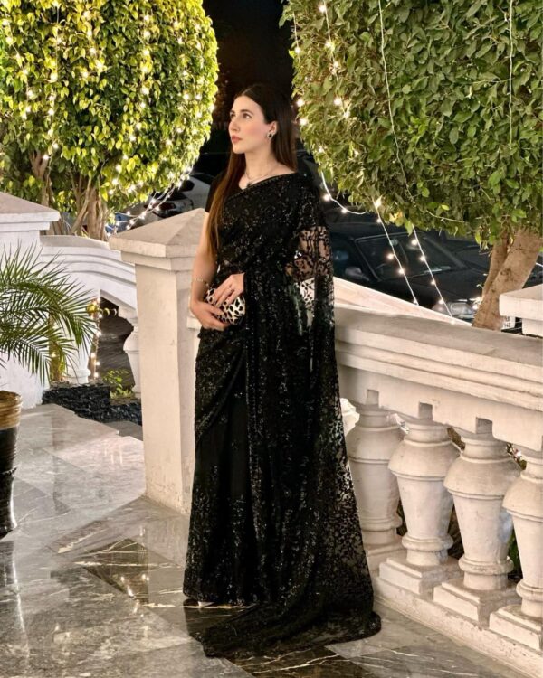Black Party Wear Saree - Image 4