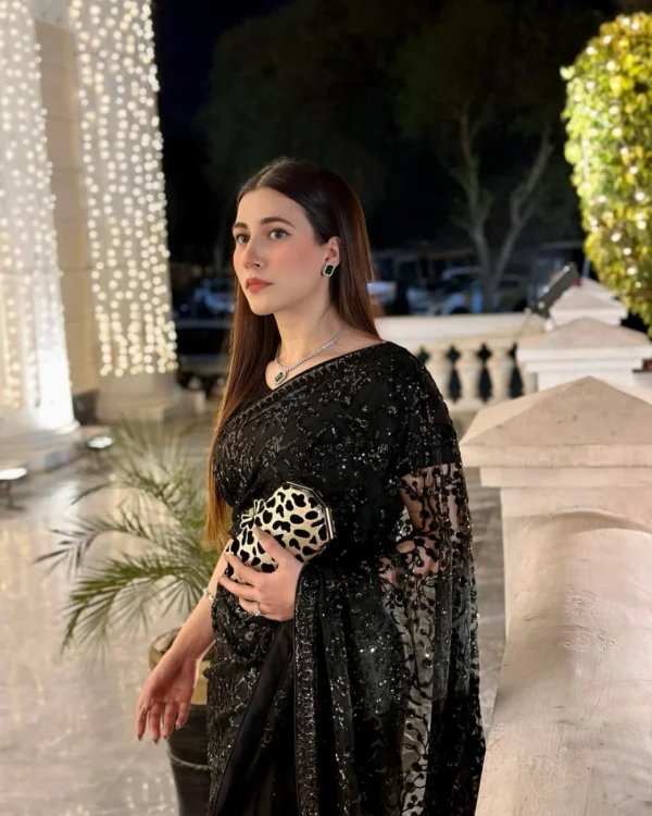 Black Party Wear Saree - Image 5