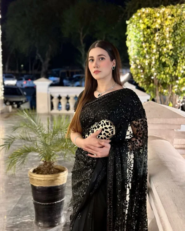 Black Party Wear Saree - Image 6
