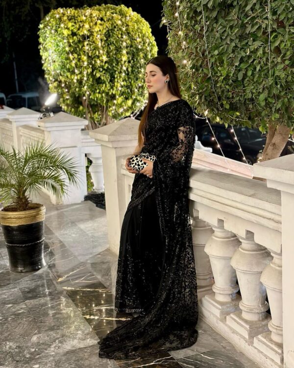 Black Party Wear Saree - Image 7