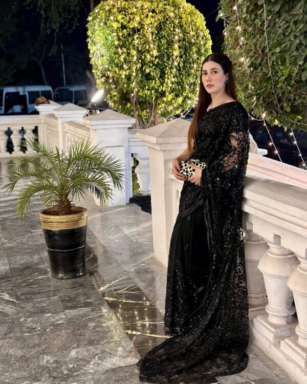 Black Party Wear Saree - Image 3