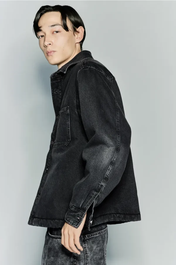 Teddy-lined denim overshirt - Image 5
