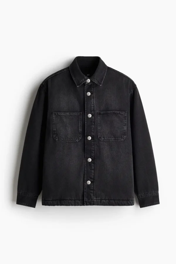 Teddy-lined denim overshirt - Image 2