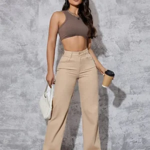 Beige Leg Jeans